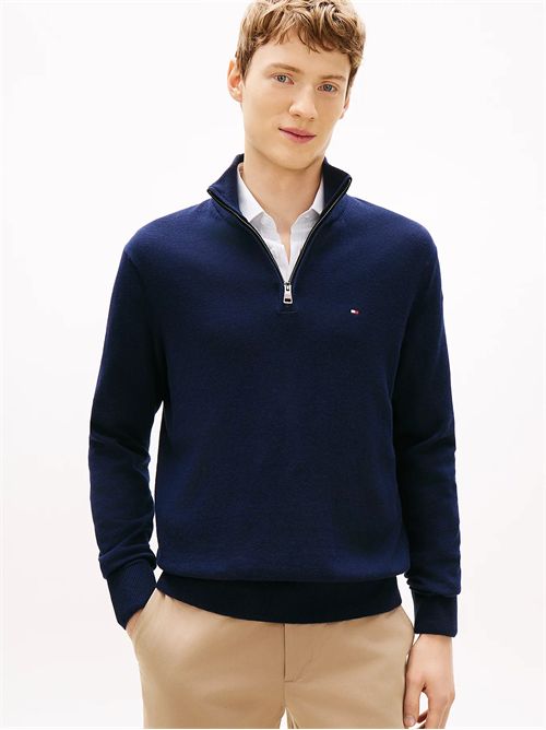 Pullover con cashmere e mezza zip TOMMY HILFIGER | MW0MW28049DW5